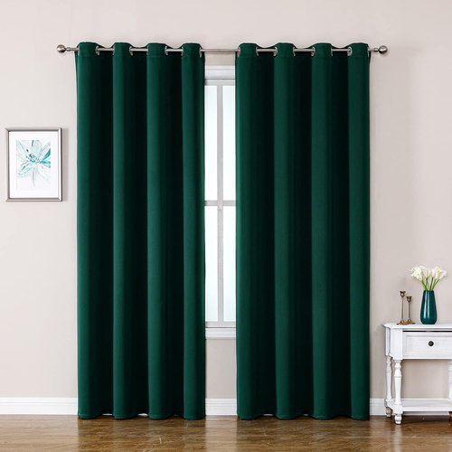 ChrisDowa Grommet Blackout Curtains - Thermal Insulated Room Darkening Panels (Forest Green, 52W x 95L)