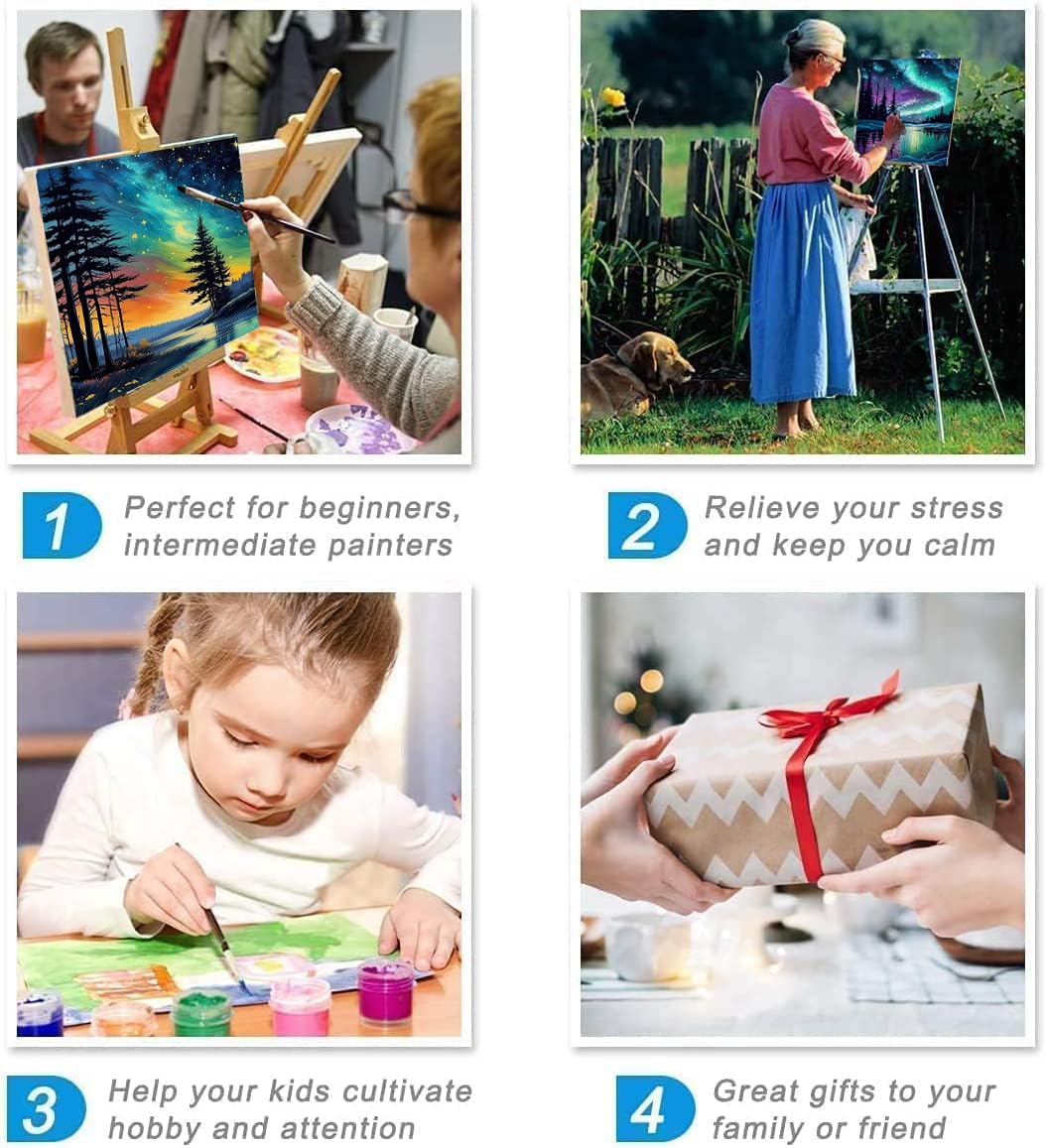 KYOQFVN 2 Pack Paint by Numbers Kit for Adults - Acrylic Easy Framed Canvas Arts and Crafts 8x12inch