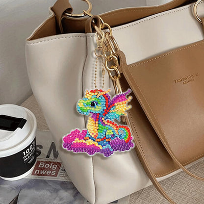 YUE ZHE 6 PCS Diamond Painting Keychains Double Sided Dragon Diamond Art Kits for Adults DIY 5D Painting Keychains Ornaments for Adults Beginners DIY Crafts Decor