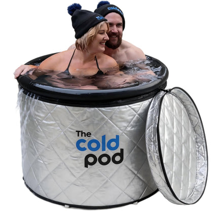 The Cold Pod Cold Plunge Tub: 116 Gal Round Tub with Full-Wrap UV-Reflective Insulation Cover Bundle for Indoor & Outdoors Use - Portable Ice Bath Tub for Athletes&Crossfitters &Wim Hof Enthusiasts