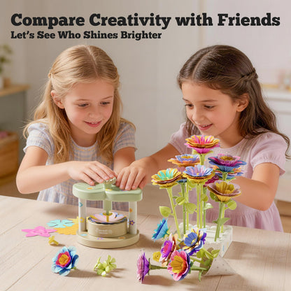 SJIADA Flower Making Kit for Kids, DIY Flower Craft Kit, Educational Fabric Flower Bouquets Kit Toys, Reusable Art Flower Crafts Activity Toy for Kids, Birthday for 4-8 Year Old Little Girls Gifts