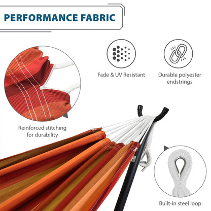 Vivere Fade and Weather-Resitant Brazilian Hammock with Solid Pine Arc Stand - 450 lb Weight Capacity