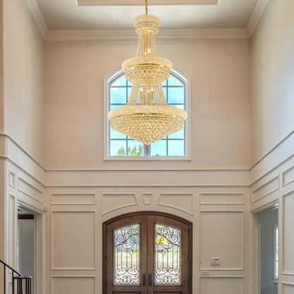Homeooze 31 - Light Large Empire Crystal Chandelier for High Ceiling Foyer Entryway Staircase Living Room Dining Room Gold Finish