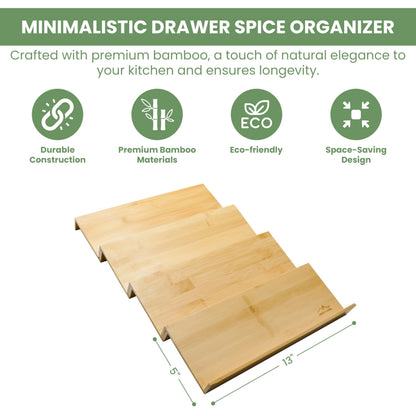Sweet Living 4 tier spice rack drawer organizer for Kitchen Cabinets | Wooden spice drawer organizer, Space-Saving kitchen drawer organizer for Neat In-Drawer Spice Storage