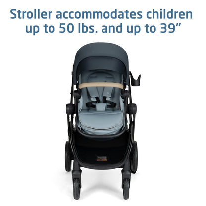 Maxi-Cosi Zelia Pro 5-in-1 Travel System with Mico Pro Infant Car Seat, Baby Stroller Combo, Reversible Seat, Large Wheels, Adjustable Handle, Newborn to Toddler, Lightweight, Seascape
