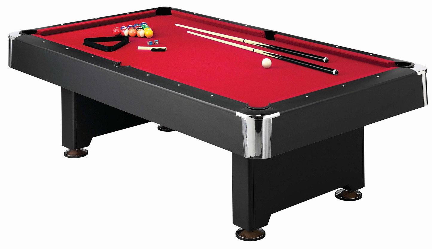 Mizerak Donovan II 8' Billiard Table with 2 Cues, Set of Billiard Balls, Triangle Brush and 2 Chalk