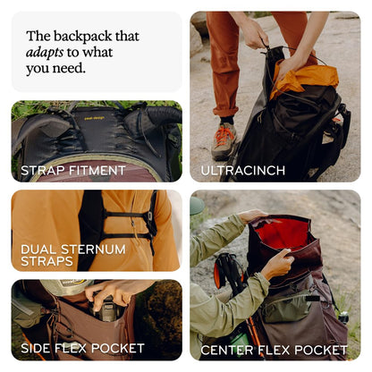 Peak Design Outdoor Backpack 25L, Kelp, Compact and Lightweight Frameless Daypack, Ultra Cinch Roll-Top Design, Ideal for Day Hikes, Camera Carry and Commuting, Versatile Backpack for Men and Women