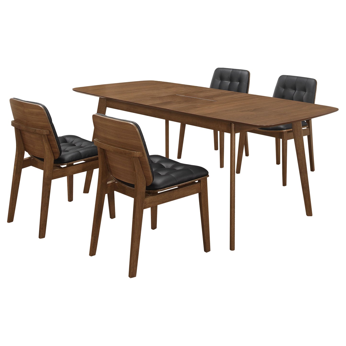 Coaster Home Furnishings - Redbridge - Wood - 5-Piece Mid-Century Modern Dining Set with 75-Inch Rectangular Expandable Table & Armless Tufted Chairs - Dining Room - Natural Walnut - 106591-S5K