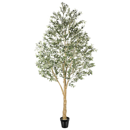 Realead Artificial Olive Tree 10 Feet, Large Fake Olive Tree with Natural Wood Trunk and Lifelike Fruits, Tall Faux Olive Tree 10ft for Home Office Decor