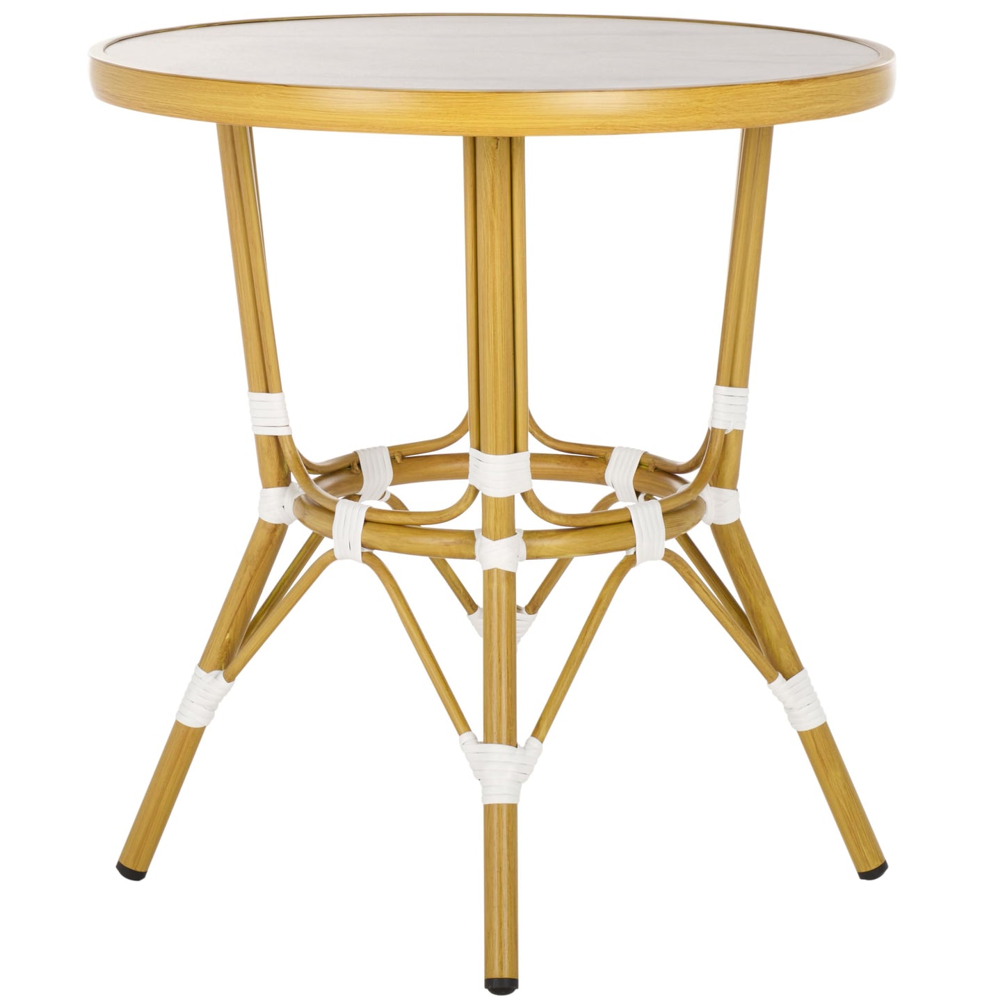 SAFAVIEH Outdoor Collection Pomona White/Bamboo Bistro Table (Fully Assembled)