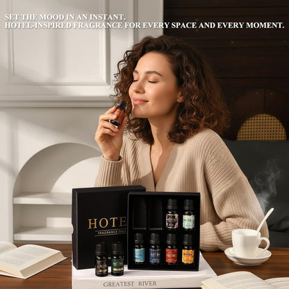 Hotel Diffuser Oil Gift Set - Inspired by 5-Star Hotel Fragrance Oil Set - My Way, White Tea,Baccarat,Four Seasons,Dubai,Beachfront Villa,Paris Coast