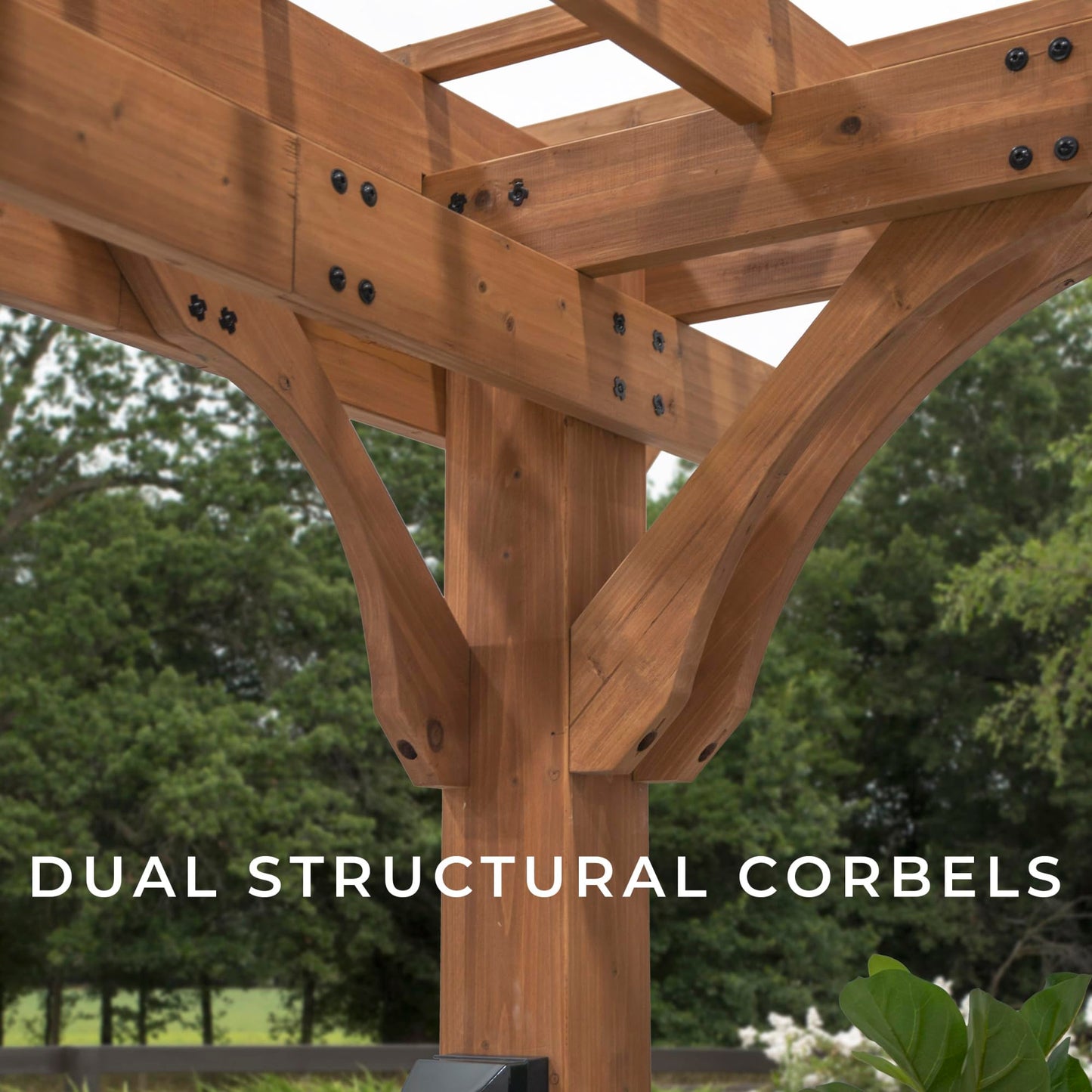 Backyard Discovery Beaumont 16' x 12' Traditional Cedar Wood Pergola Kit with Trellis Roof, All-Season Durability, High-Wind Rating, PowerPort, Shade for Outdoor Patio, Deck, Garden, and Entertaining