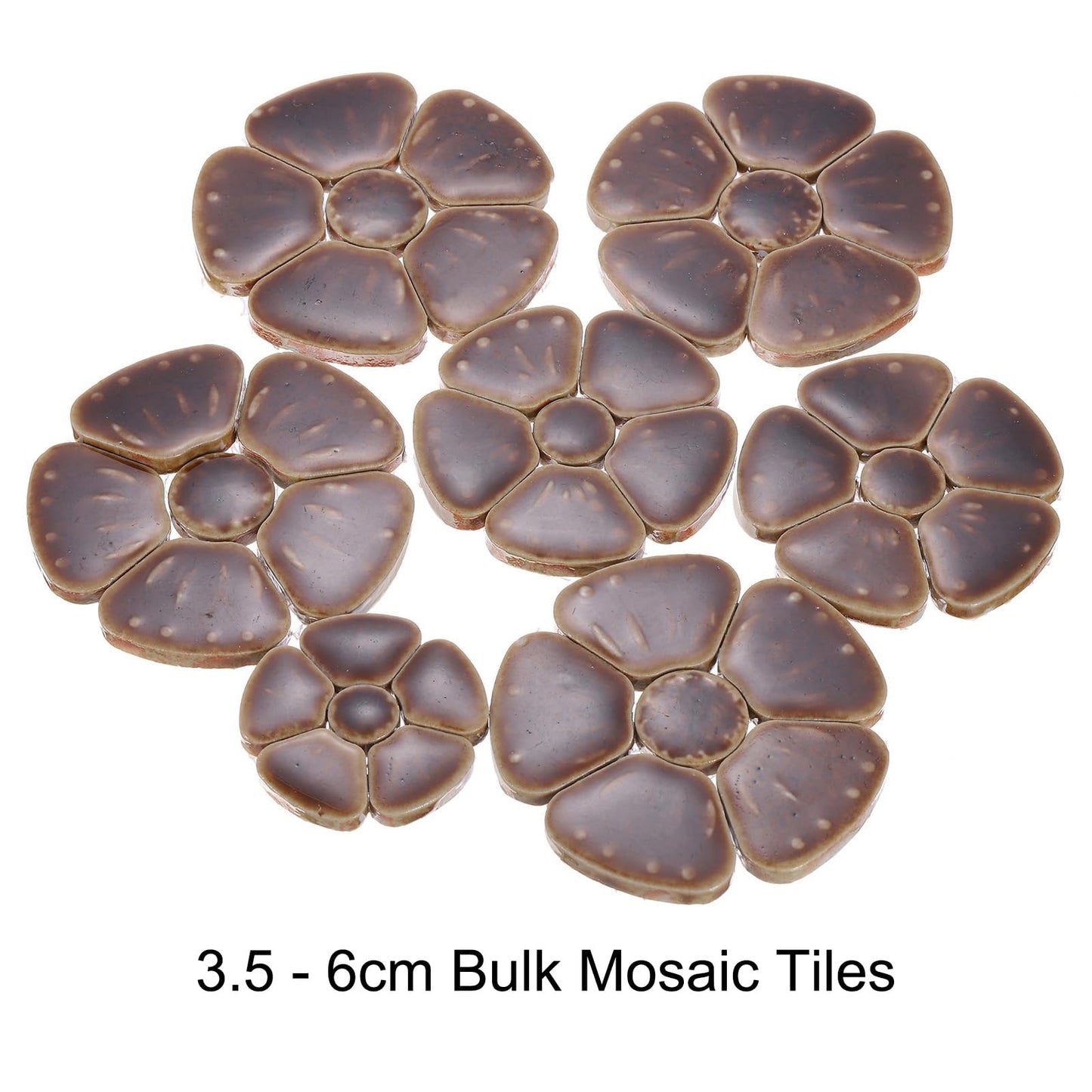 uxcell 250g/0.55 lbs Flower Ceramics Mosaic Tiles, 3.5-6 cm Bulk Stained Ceramic Mosaic Pieces Stones Mosaic Kits for DIY Art Crafts, Handmade Art Craft Projects Home Decor, Brown
