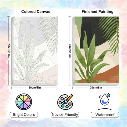 4 Pack Framed Paint by Numbers Kit for Adults Beginner with Wooden Easel, Green Plant Paint by Number Kits with Frame, DIY Acrylic Simple Painting by Numbers for Home Wall Decor Gift 8x12 inch