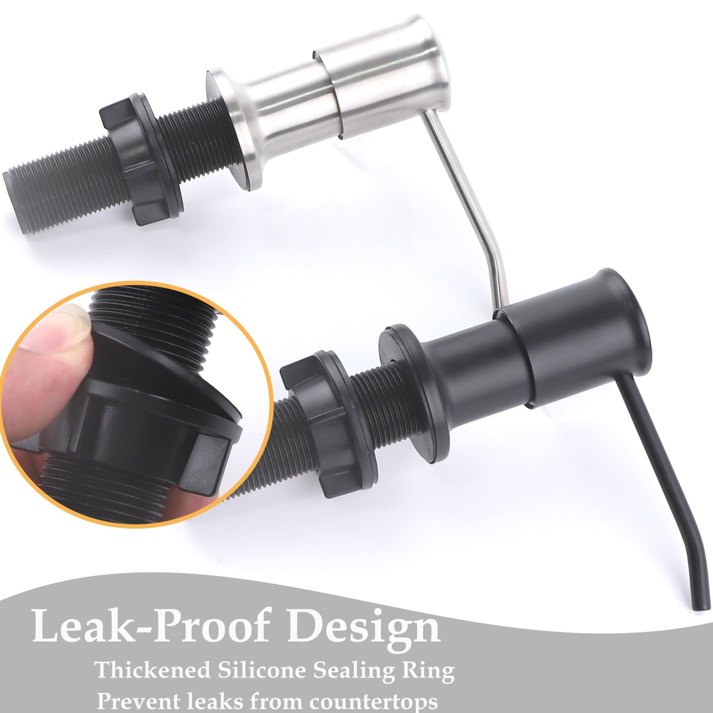 Sink Soap Dispenser Pump Black Built in Kitchen Counter Dish Soap Dispenser with 41" Extension Tube/17 Oz Bottle for Bathroom Under Sink Hand Soap Lotion Pump
