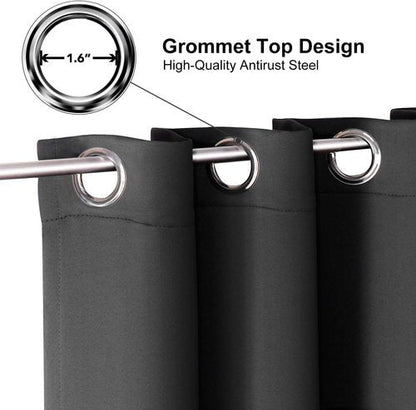 ChrisDowa Grommet Blackout Curtains - Thermal Insulated Room Darkening Panels, Dark Grey, 38"W x 54"L