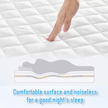 21" HYLEORY Full XL Size Waterproof Mattress Pad Protector, Breathable Quilted Mattress Cover Noiseless Waterproof