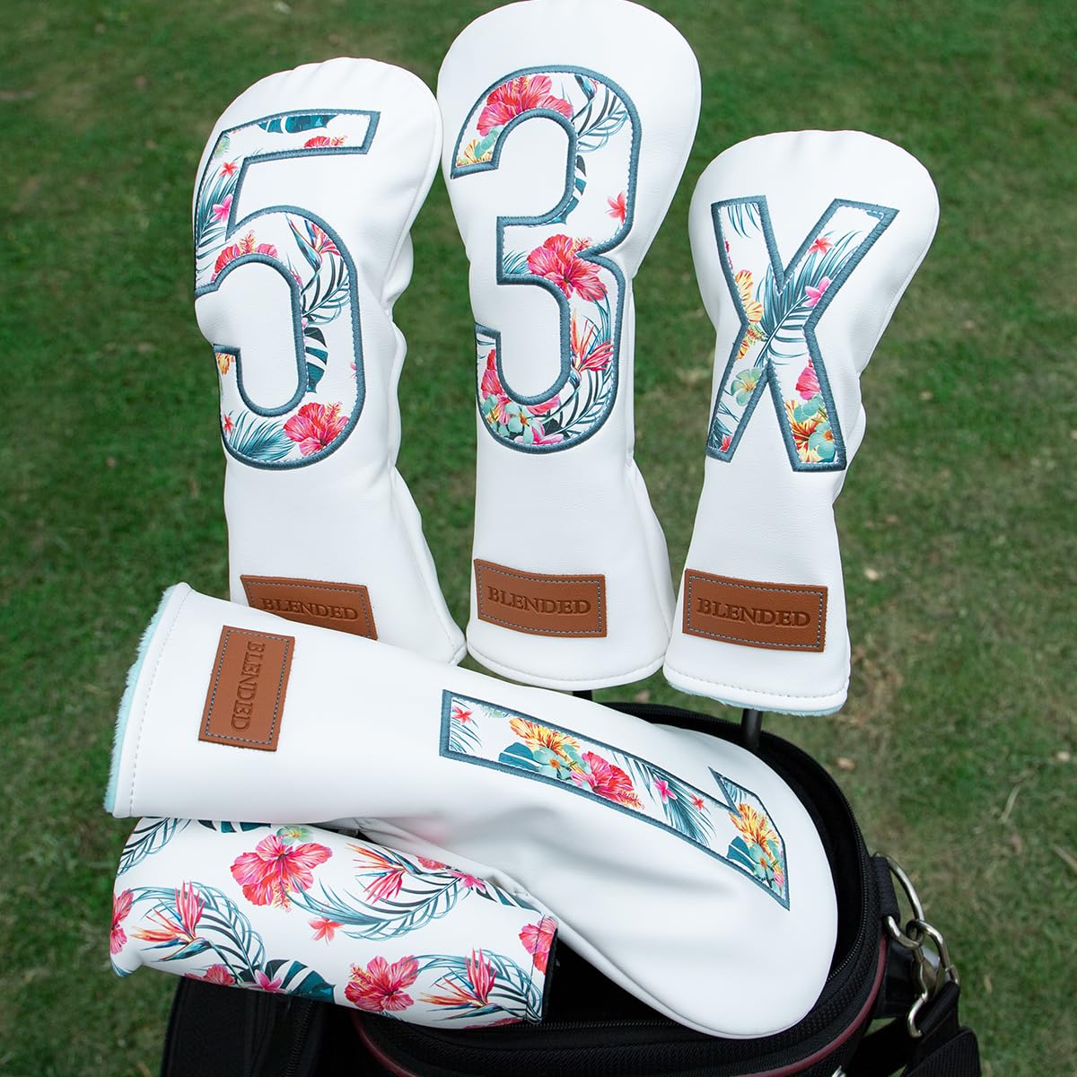 BAIRBRE Golf Club Covers Driver Cover Fairway Wood Headcover Hybrid Cover Leather Mallet Putter Covers Blade Headcovers Golf Head Covers for Most Brand (for 4pcs)