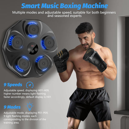 TGLLM Music Boxing Machine, Interactive Punching Trainer with Boxing Gloves, Large Size Wall Mounted Electronic Boxing Target for Adult Kids, 9 Modes & 9 Speeds