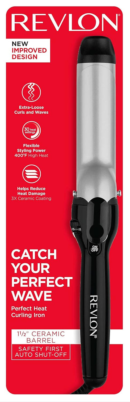 Revlon Perfect Heat Triple Ceramic Curling Iron | For Silky Smooth Loose Curls (1-1/2 in)