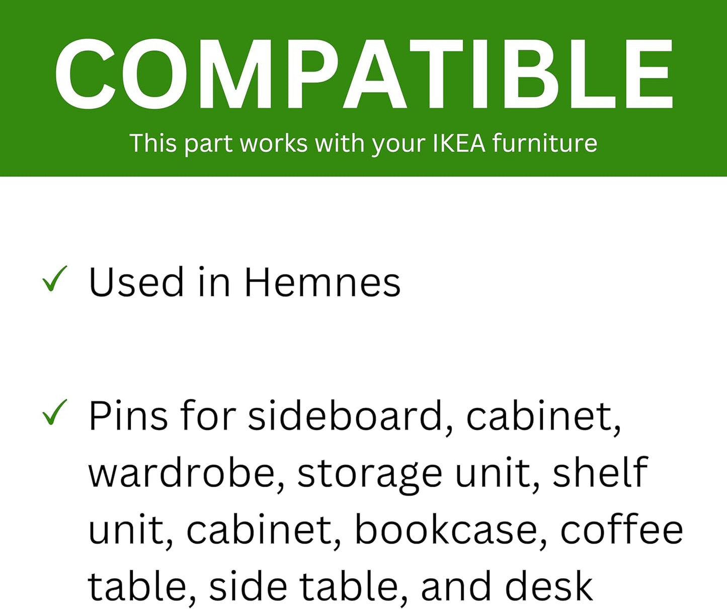 Spare Hardware Parts HEMNES Bookshelf Cabinet Wardrobe Table Pins (Replacement for IKEA Part #104171) (Pack of 8)