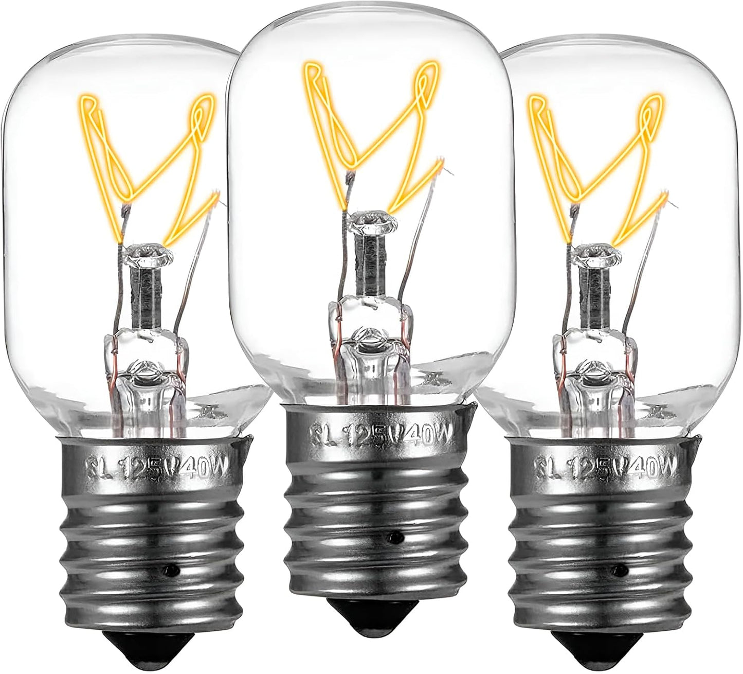 UP2WIN Light Bulb Compatible with Whirlpool 8206232A, 40w 125v Microwave Oven Light, E17 Base, 3 Pack