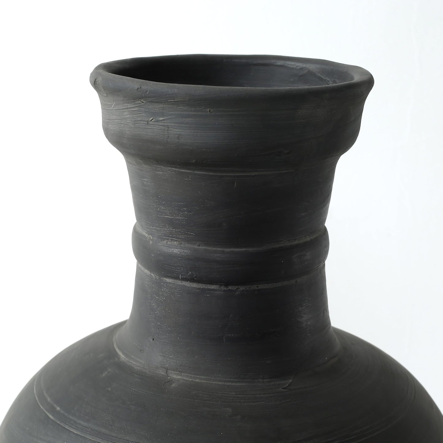 Artissance Approximately 16" Earthy Gray Ceramic Pottery Vase, Globular Shape with 5.9" Opening, Vintage Table Centerpiece for Living Room, Patio, Garden