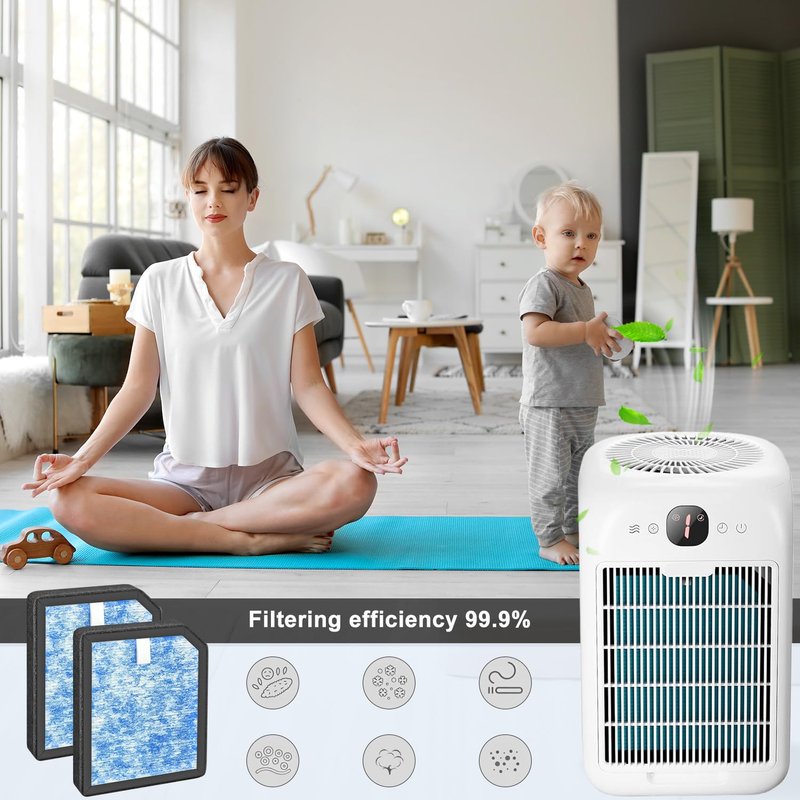 Can-Meageren AP1501 HEPA Replacement Filter, Compatible with Aircillin AP1501 Air Purifier, H13 3-in-1 HEPA Filter High-Efficiency Carbon Filter Filtration (4 Pack)