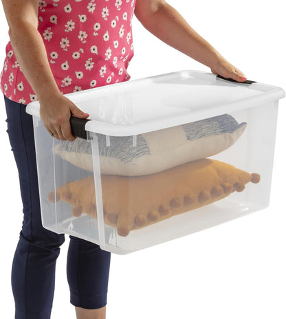 Sterilite 16-Pack Ultra Latching Storage Bins - Clear Plastic 70 Quart Organizing Containers for Home & Office