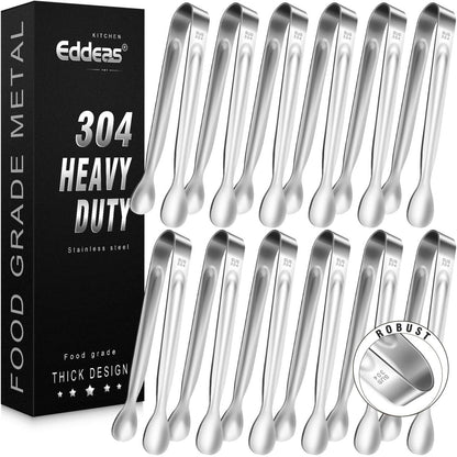 12 PCS Mini Serving Tongs, 6 Inch Small Sugar Tongs, Stainless steel Small Kitchen Tiny Food Tongs for Serving Food, Coffee Bar, Tea Party, Desserts Party and Ice Bucket