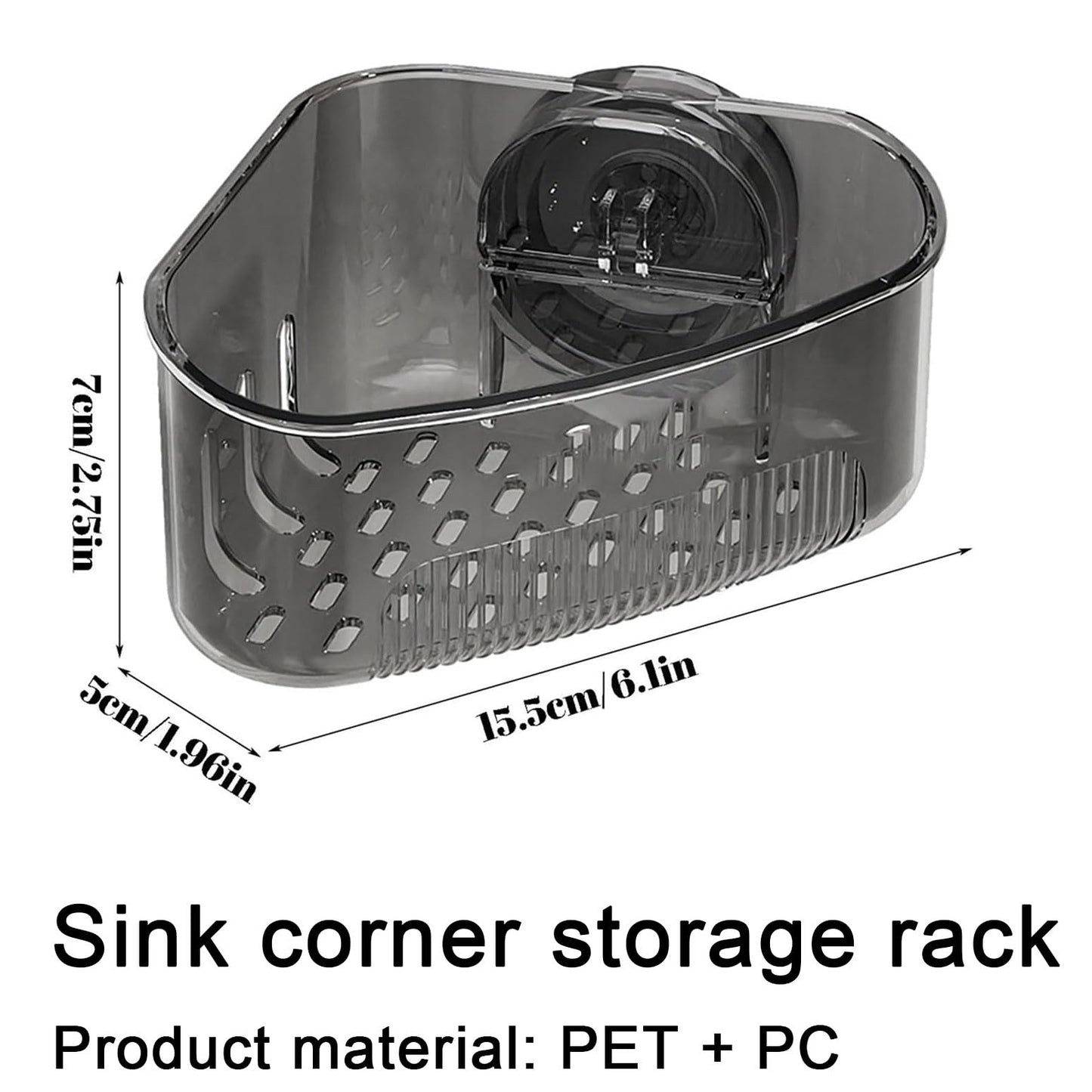 MyVaky 2PCS Sink Organizer Rack for Kitchen for Sponges, Scrubbers, Sink Corner Drain Box,with Adhesive Suction Cup Mount(Black)