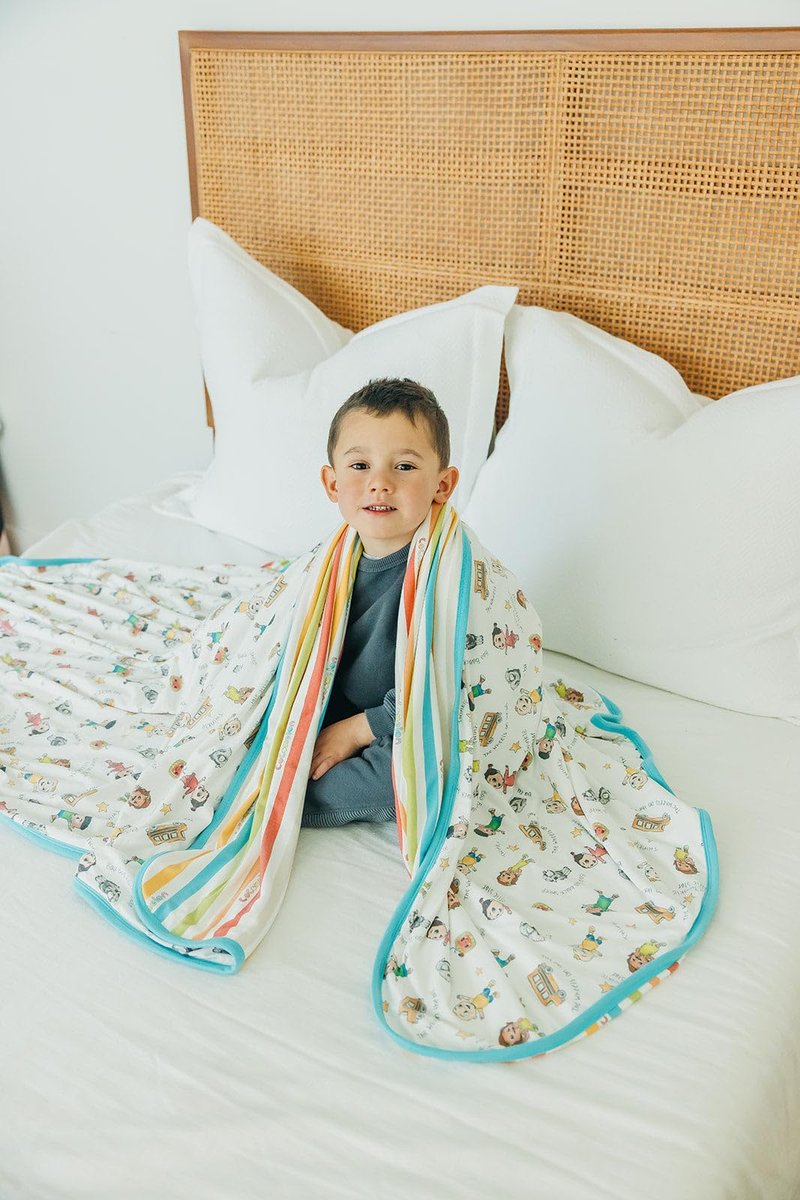 Copper Pearl Jumbo Premium Knit 3 Layer Stretchy Throw Blanket 'CoComelon Friends'