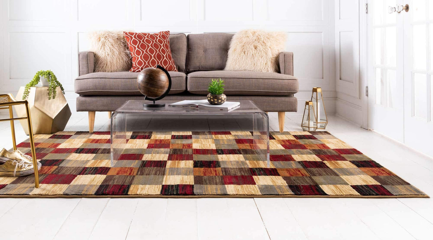 Unique Loom Barista Collection Area Rug - Gava (7' 10" x 10' Rectangle, Multi/ Brown)
