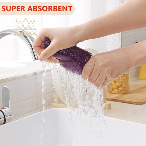 Homaxy 100% Cotton Waffle Weave Dish Towels - Ultra Soft & Absorbent, Quick Drying | 13 x 28 Inches, 4-Pack, Purple