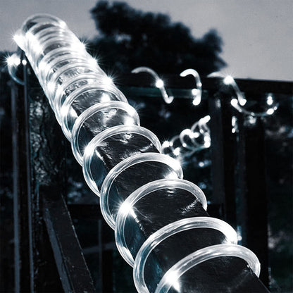 ICRGB Solar Rope Lights, 66FT 200LED 1800mAh Outdoor Waterproof Solar Lights with Remote, IP67 String Light with Timing & 8 Modes for Garden Tree Pathway Yard Pool RV Christmas Decor, White