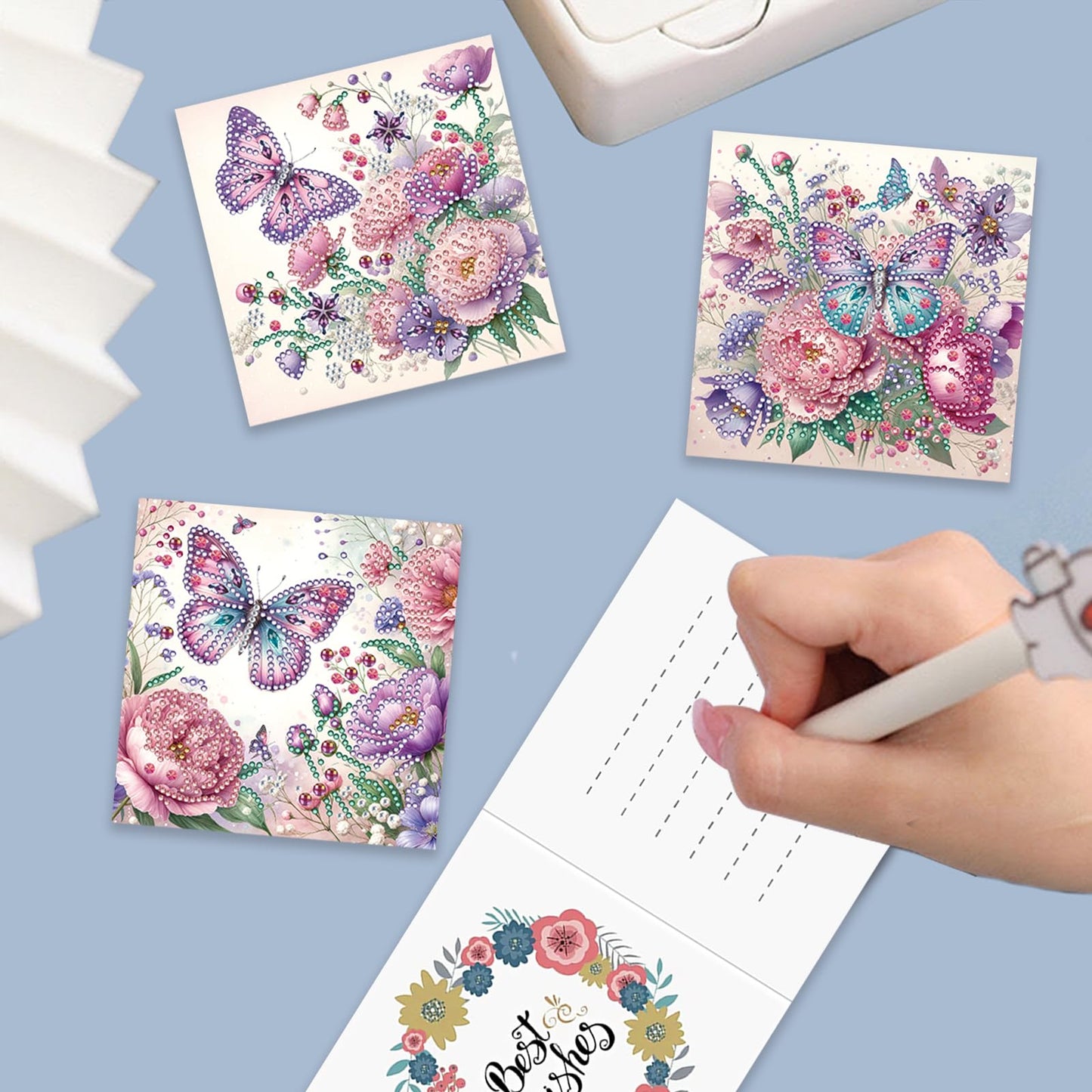 JBTM24 6 Packs Diamond Art Cards Kit, Diamond Painting Greeting Cards with Envelopes, DIY Card Making Kits for Adults, Gifts for Families, Friends, Partners (Butterfly)