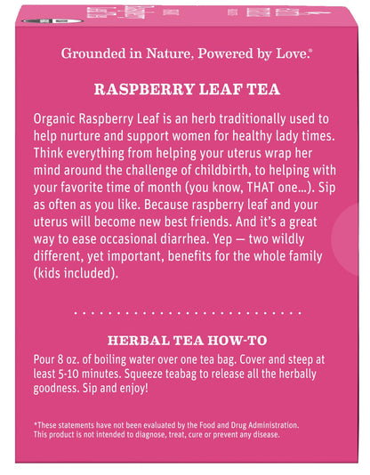 Earth Mama Organic Red Raspberry Leaf Tea | Labor Prep & Menstrual Support Herbal Tea, Pregnancy & Postpartum Care Recovery | 32 Teabags | Caffeine Free & Non-GMO