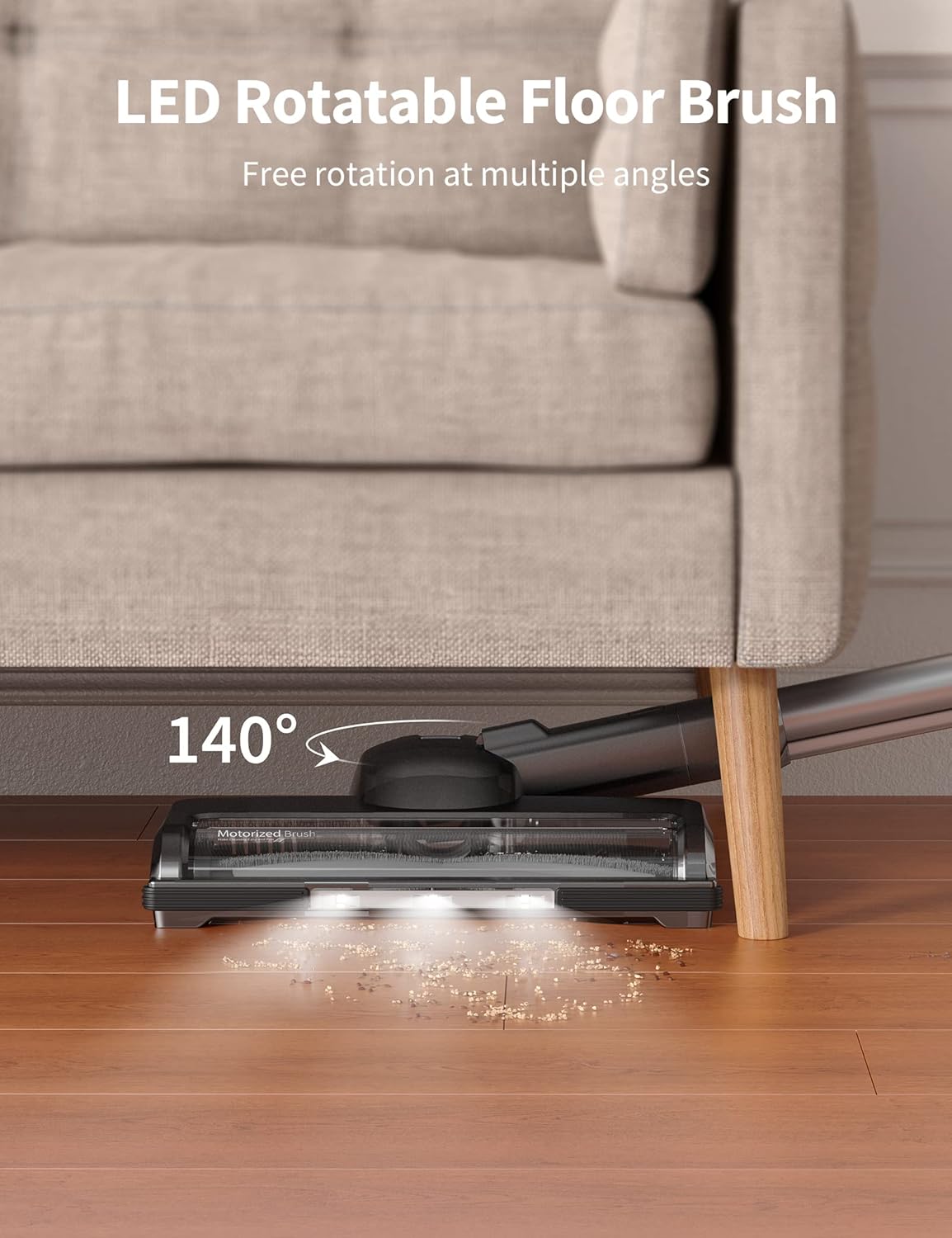 kalado LED Floor Brush for KCV01 Cordless Vacuum Cleaner, Ideal for Hard Floors and Carpet