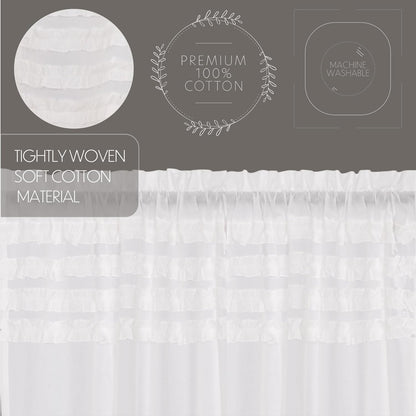VHC Brands Farmhouse 16"x60" Valance, White Rod Pocket Kitchen Window Curtains