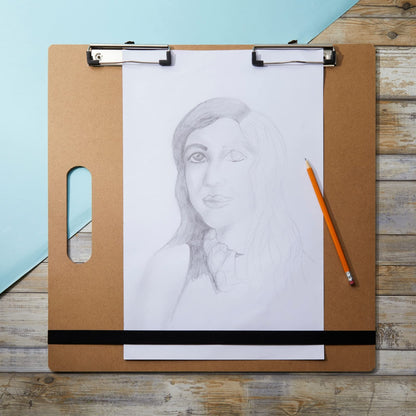 Bright Creations Artist Clipboard Pack - 18 x 18 in Brown MDF, 2 Pack - Portable Drawing & Field Sketch Board with Handle - Rubber Band & Iron Clips