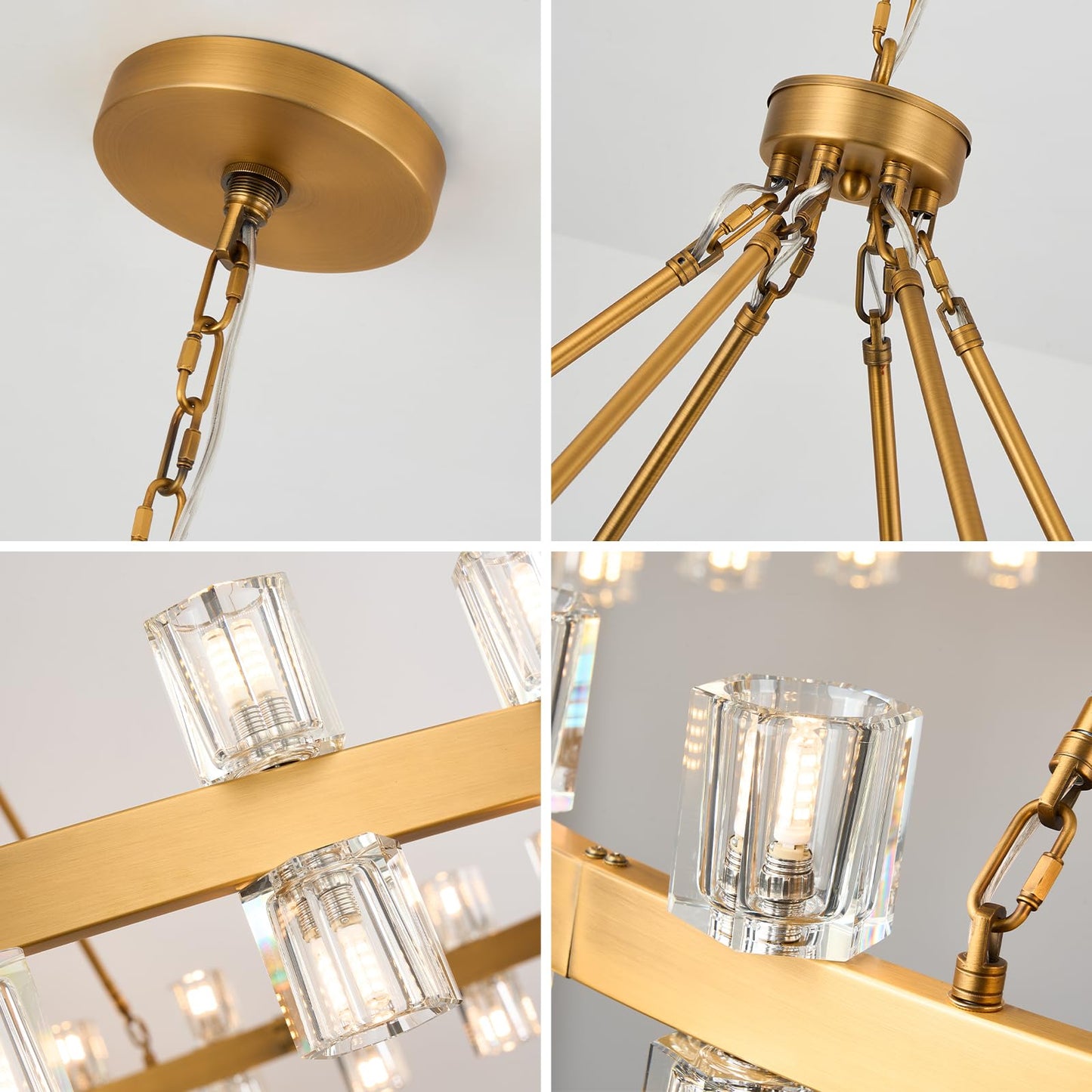 AEULYTIR 70 Inch Gold Wagon Wheel Chandelier with Crystal Shade, 72 Lights, Modern Farmhouse Style, Ideal for Dining Room, Kitchen, Entryways