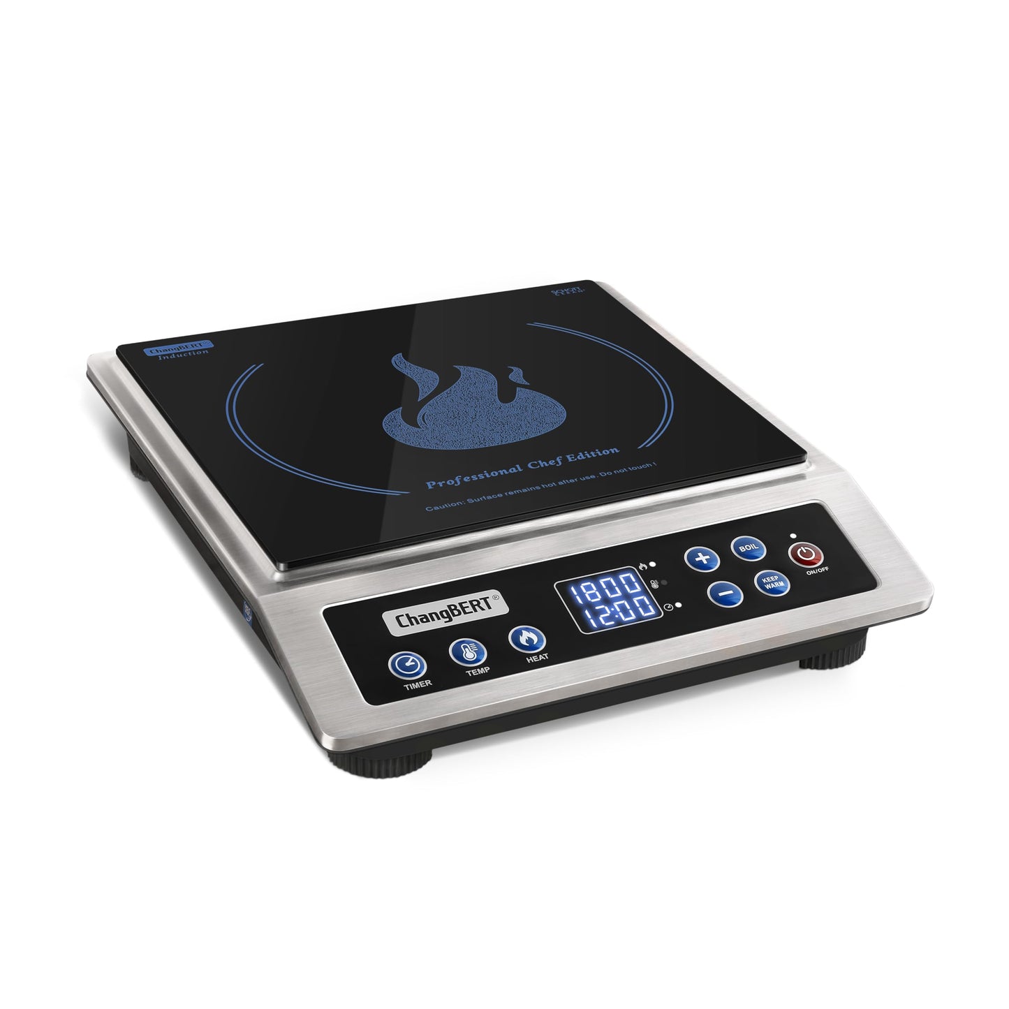 ChangBERT Induction Cooktop NSF Certified Professional Chef Edition Stove, 1800W Commercial Induction Burner with Schott Glass, Large Heating Coil Electric Hot Plate for Restaurant Hotel Food Station