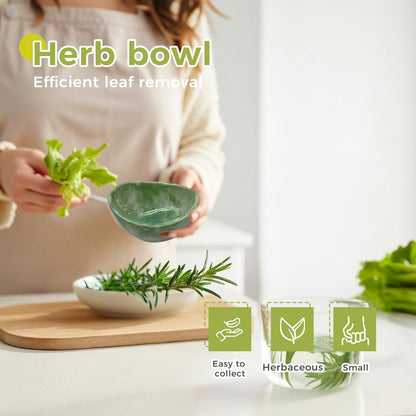 Baooery Pottery Herb Stripper Bowl, Herb stripper bowl, Ceramic Herb Stripper Bowl with Different Hole Sizes for Separating Leaves and Stems (Green)