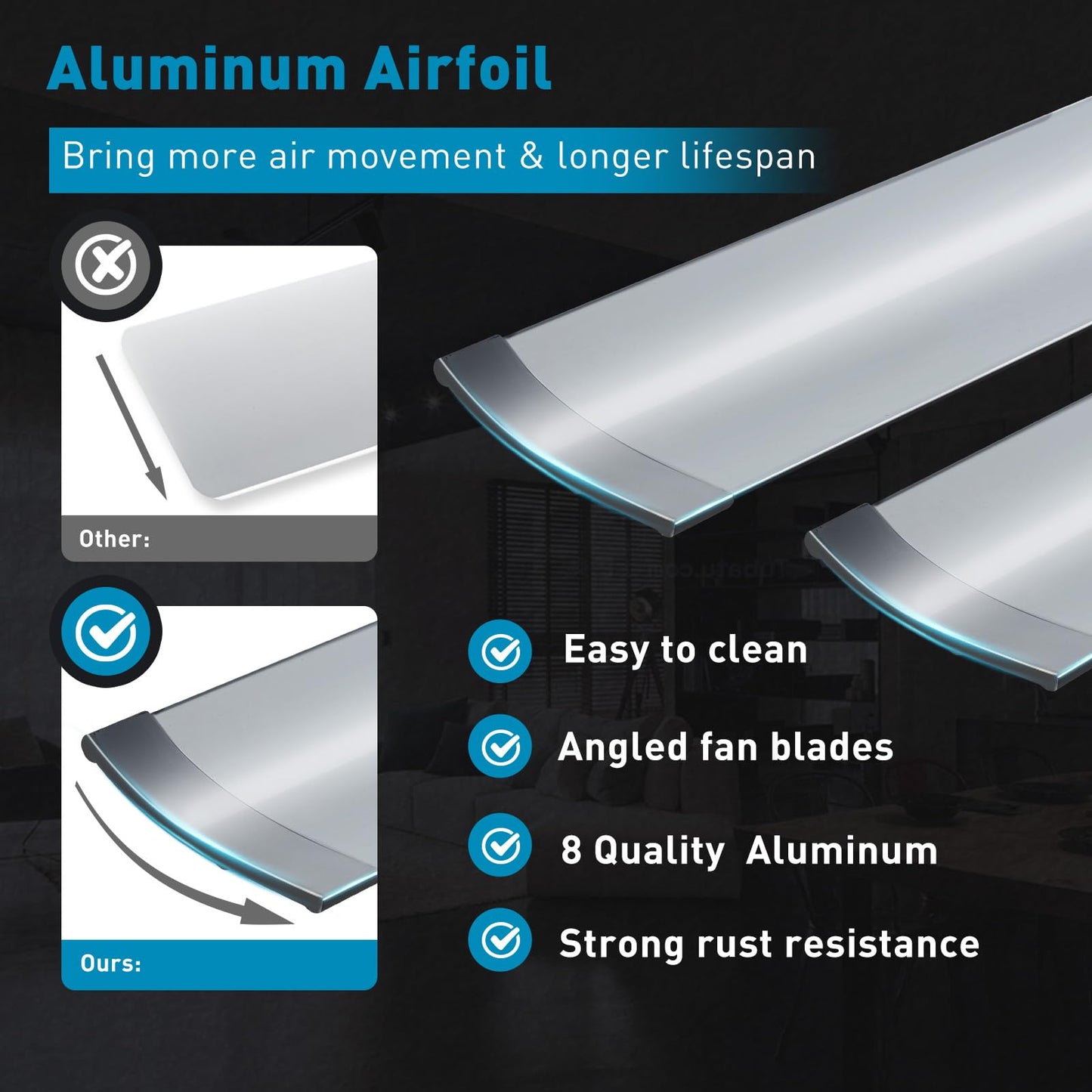 72 lnch lndustrial Smart Celing Fan with Light and Remote Control via WIFI Alexa,Large Celing Fan with 8 Brushed Nickel Aluminum Blades,6 Speed Noiseless DC Motor Indoor Outdoor Ceiling Fans for Patio
