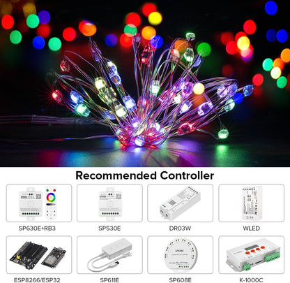 16.4ft 5m 50LEDs WS2812B DC5V BTF-LIGHTING Chasing Dream Full Color Twinkle Decorative Lights Addressable IC Fairy