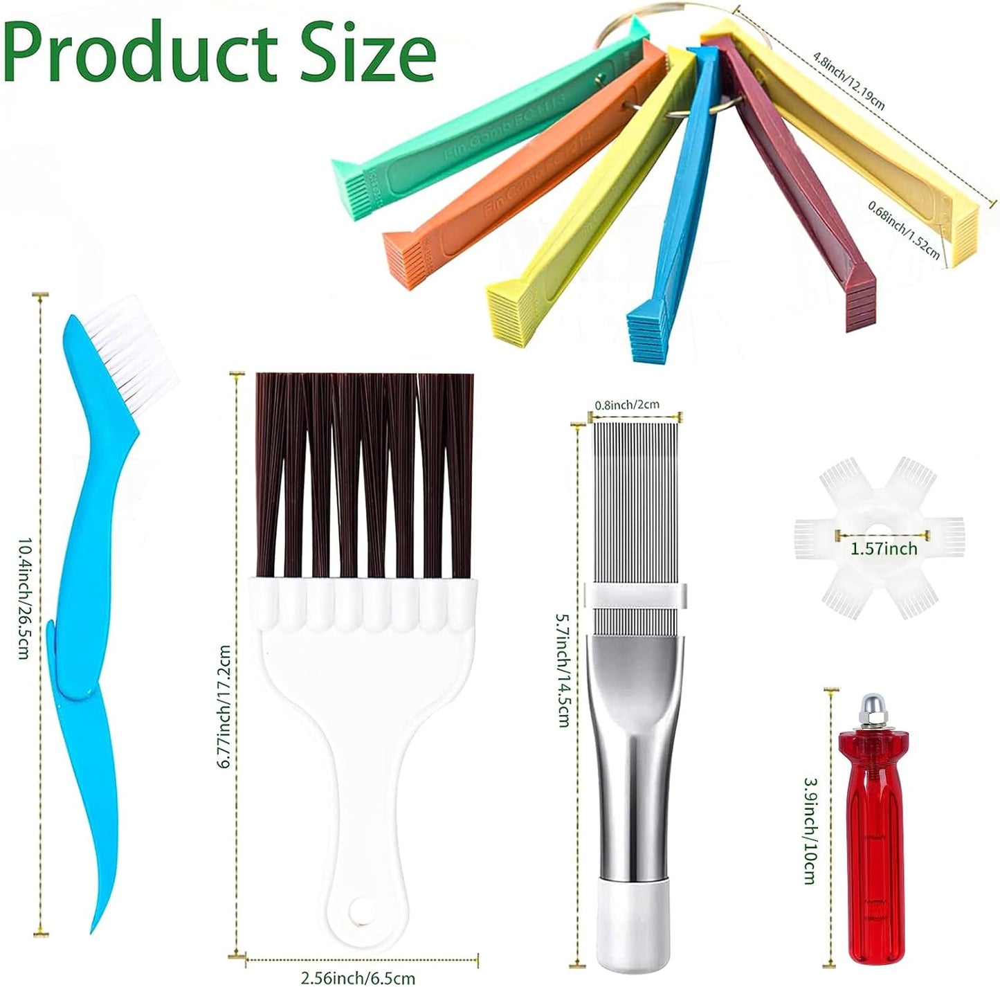Shkalacar 6 Pieces Air Conditioner Fin Cleaner Set - 5 Different Fin Comb and 2 Brush Tools for Radiator Repair