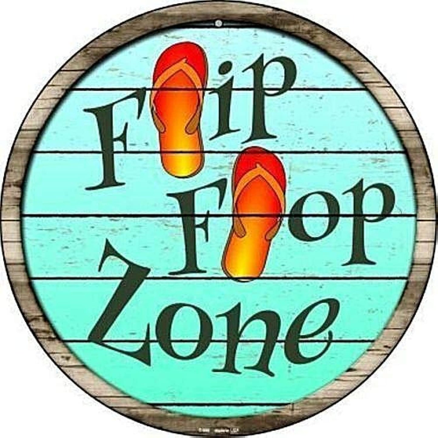 Metal Tin Sign Round Trigger Zone Pool Tropical Beach Retro Wall Decoration for Restaurant Bar Home Cave, Diameter: 30cm