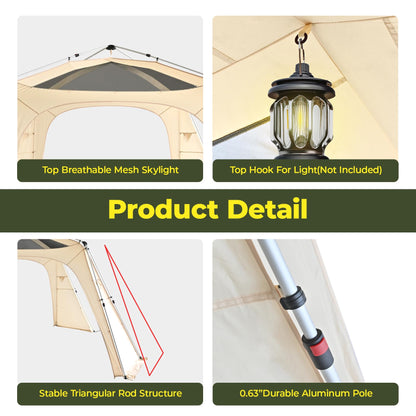 Alvantor® 12' x 12' Pop Up Gazebo, 12' x 6' 2in 1 Pop Up Gazebo, Canopy Tent All Weather & 4-Season Use, 4-Door PVC/Mesh/Polyester Curtain Addable, Top Mesh & Cover Portable