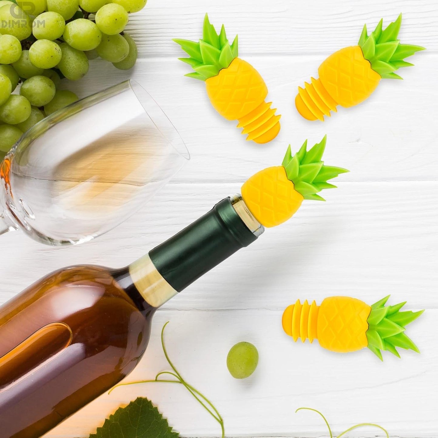 4Pcs Wine Stoppers for Bottles, Pineapple Silicone Caps, Reusable Wine Bottle Sealer, Funny Wine Stopper
