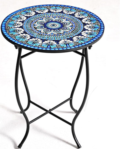 Aonagi Table,14" Metal Outdoor Side Diameter Round Plant Stand for Flower Pots Vase Home Decor, Weather Resistant Patio